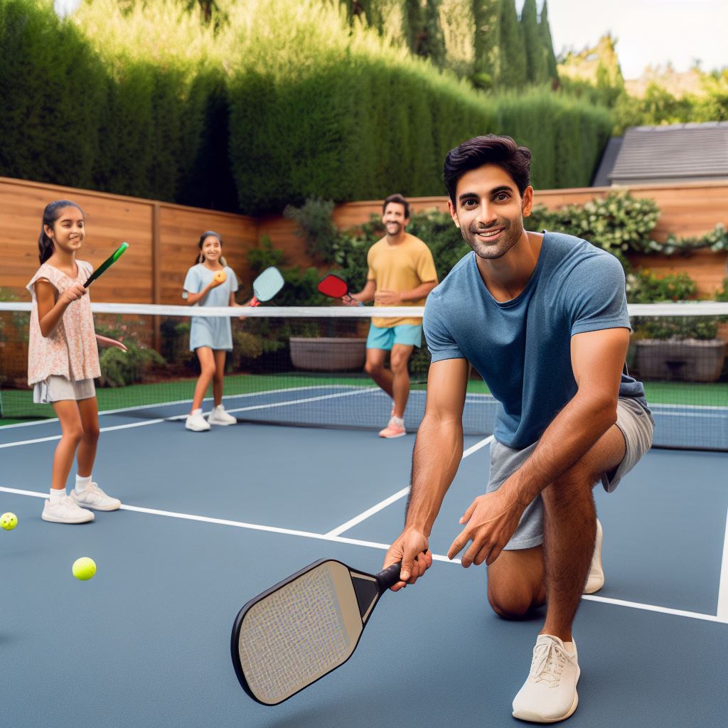 A Family Or Friends Playing Pickleball On A Well Maintained Court Emphasizing The Fun And Social Aspects Of Having A Pristine Pickleball Haven In The Backyard 1